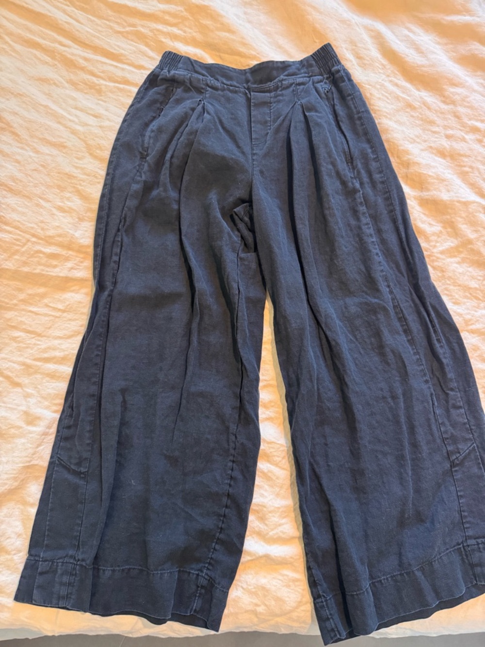 ATHLETA Wide-Leg Cropped Wide Leg Linen Pants Sz 4